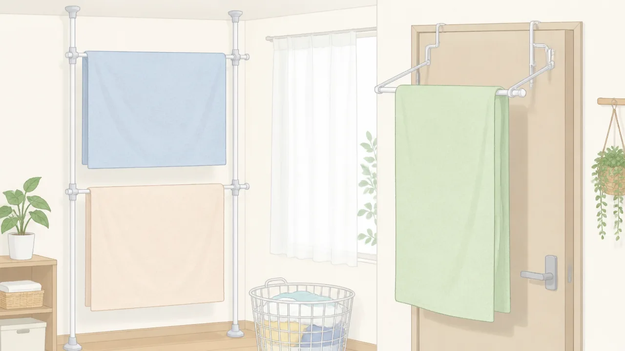 バスタオルの場所を取らない干し方7選|狭い部屋でも快適に乾かすコツ