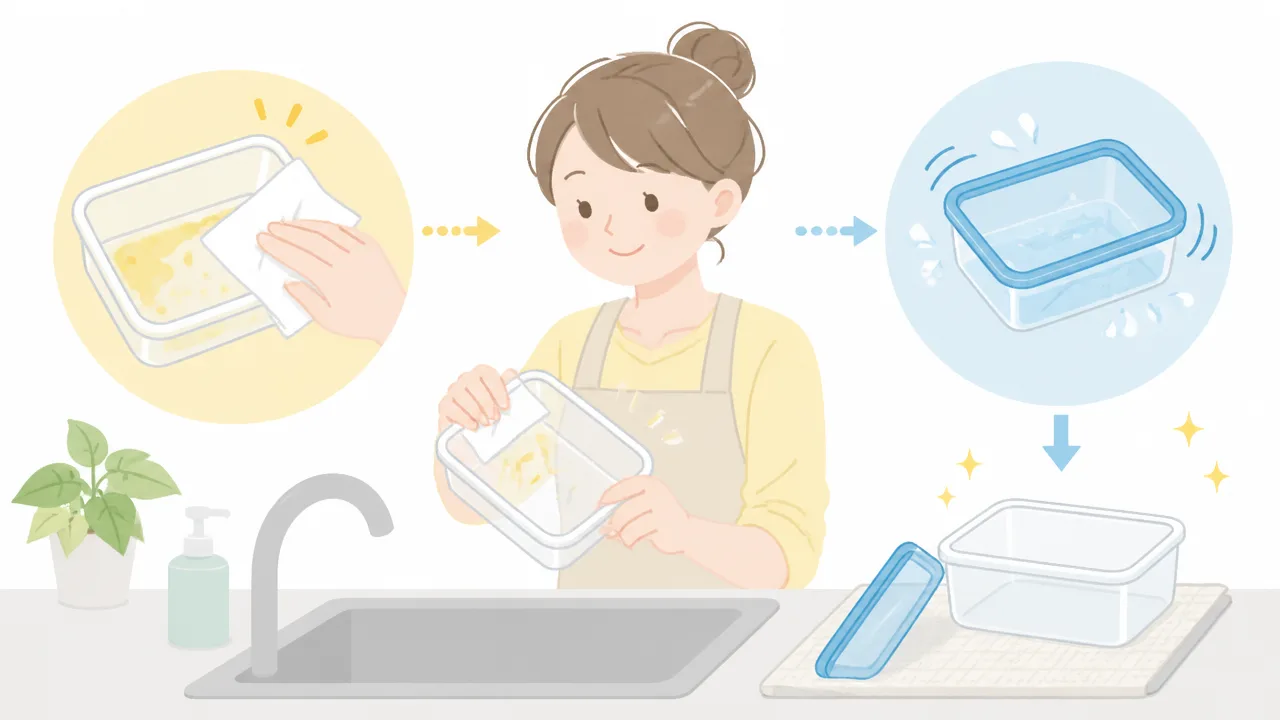タッパーの油でベタベタが落ちないときの簡単な洗い方と予防法