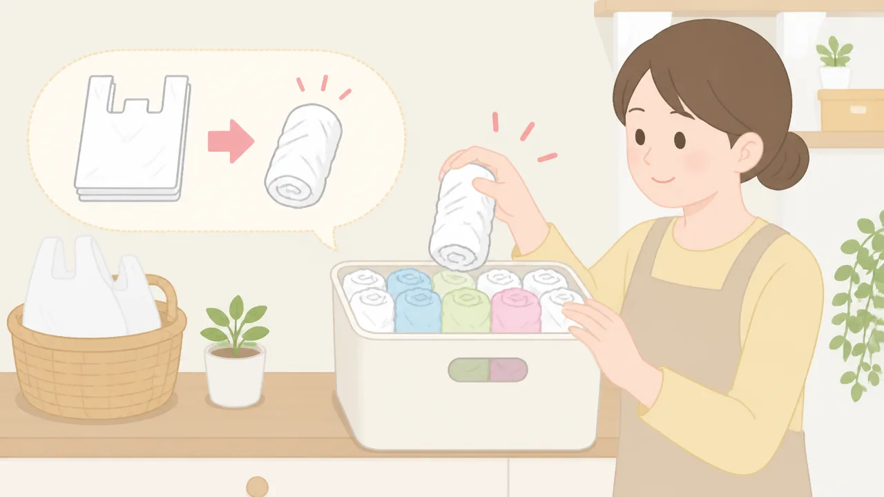 レジ袋はたたまない収納が楽！すっきり片付くアイデア7選
