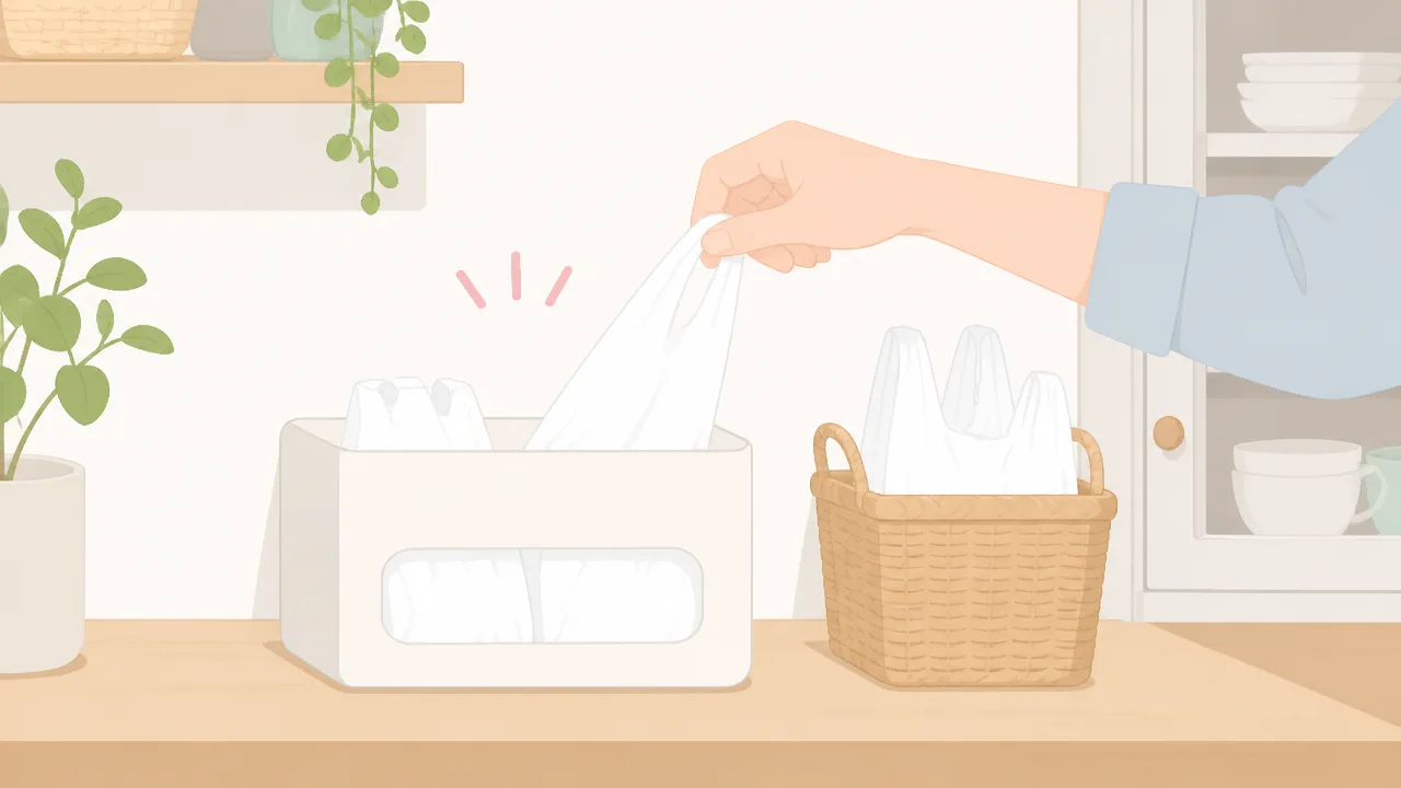 レジ袋はたたまない収納が楽！すっきり片付くアイデア7選